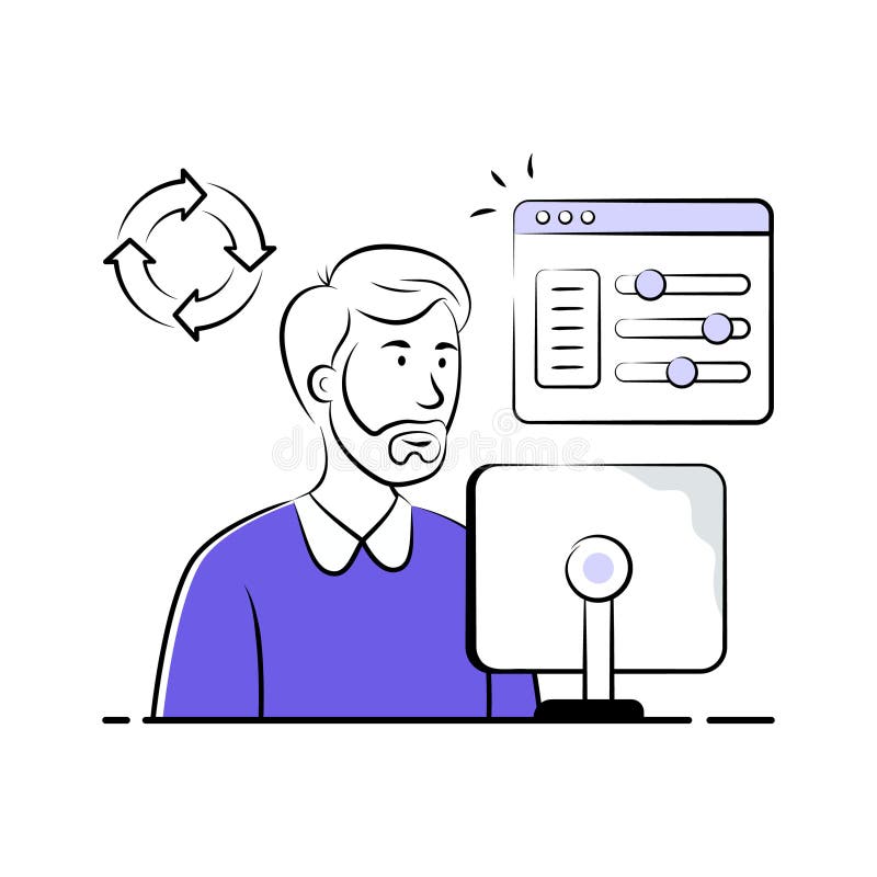 Website Optimization Illustration with Developer and Speed Performance Tools royalty free illustration