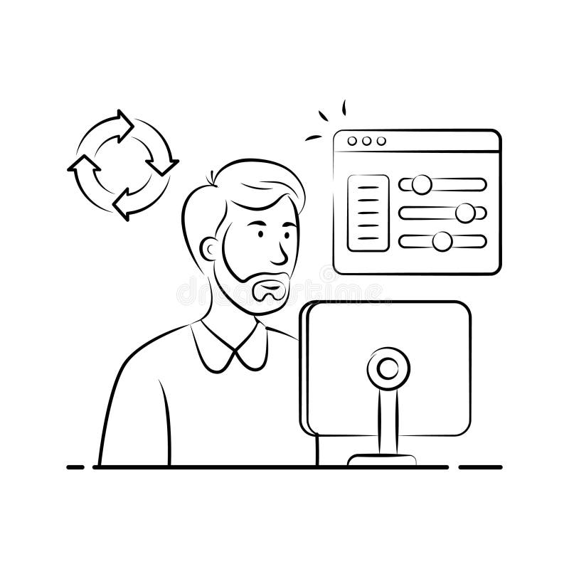 Website Optimization Illustration with Developer and Speed Performance Tools vector illustration