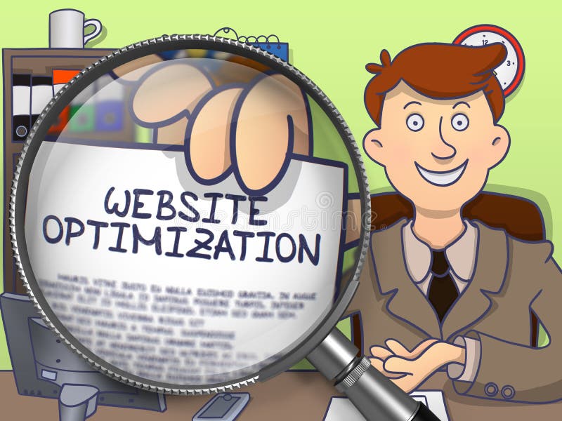 Website Optimization through Magnifier. Doodle Concept. royalty free illustration