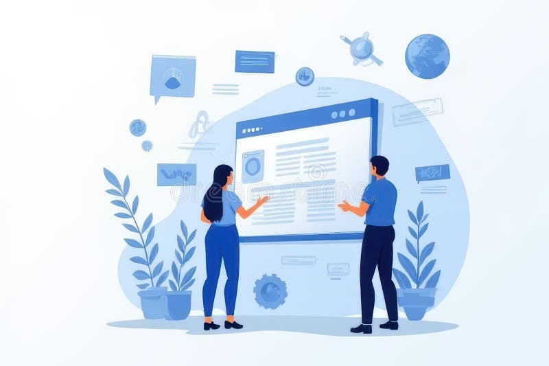 Website Optimization Processes through Minimalist Design vector illustration