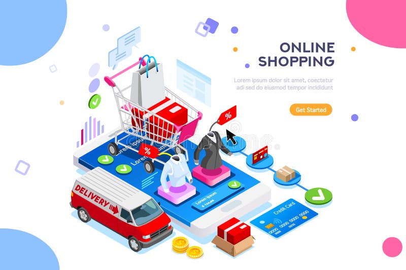 Website order mobile clothing app edit easy royalty free illustration