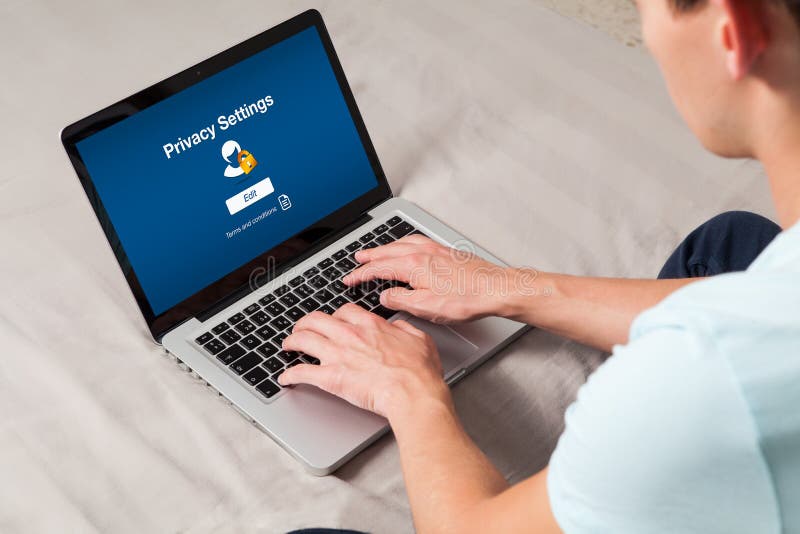 Website with privacy settings information in a computer. Home interior. stock photography Website with privacy settings information in a computer. Home interior. stock photography