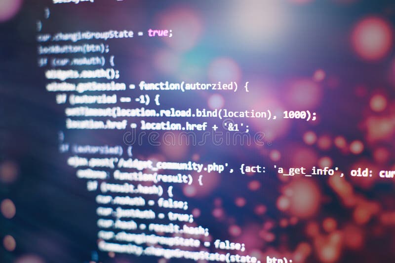 Website programming code. IT business. Software development. Internet security hacker prevention stock photos