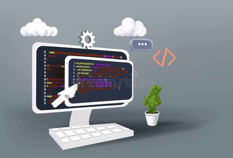 Website programming and coding. Web development and coding. vector illustration
