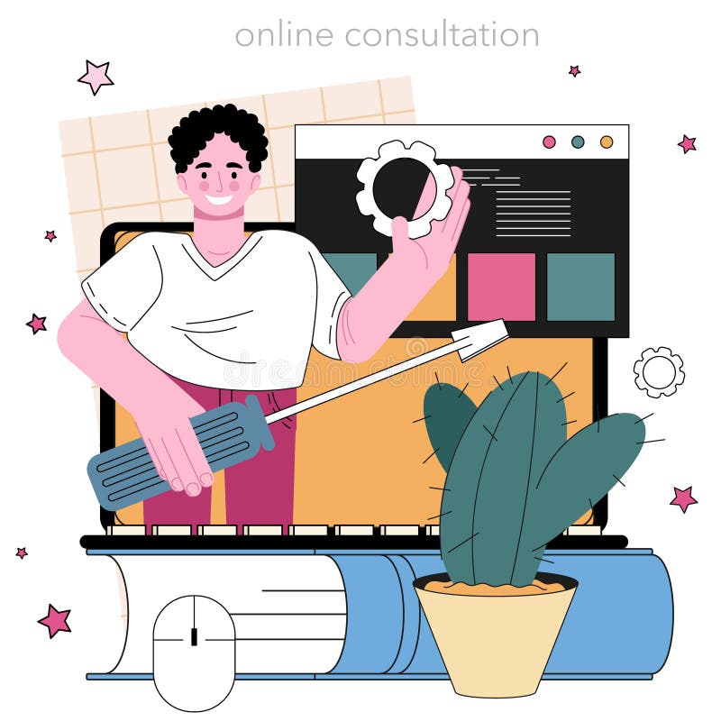 Website programming online service or platform. Content management stock illustration