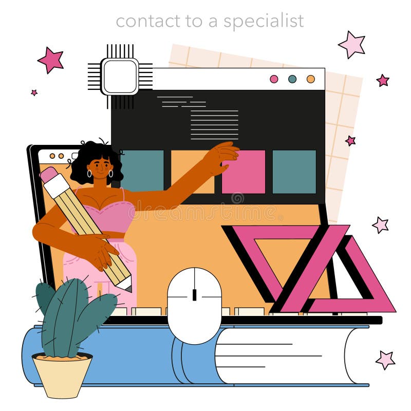 Website programming online service or platform. Content management vector illustration