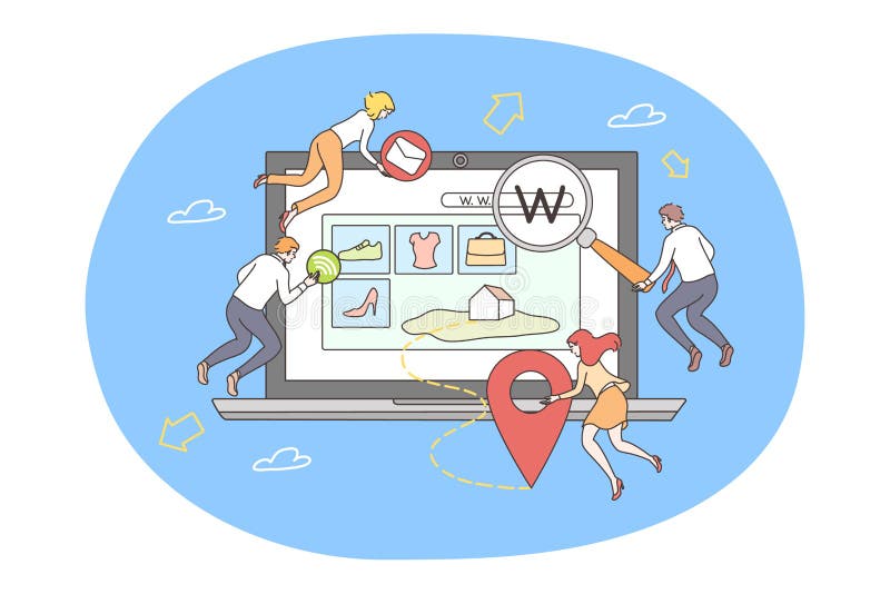 Website, programming, social media marketing concept stock illustration