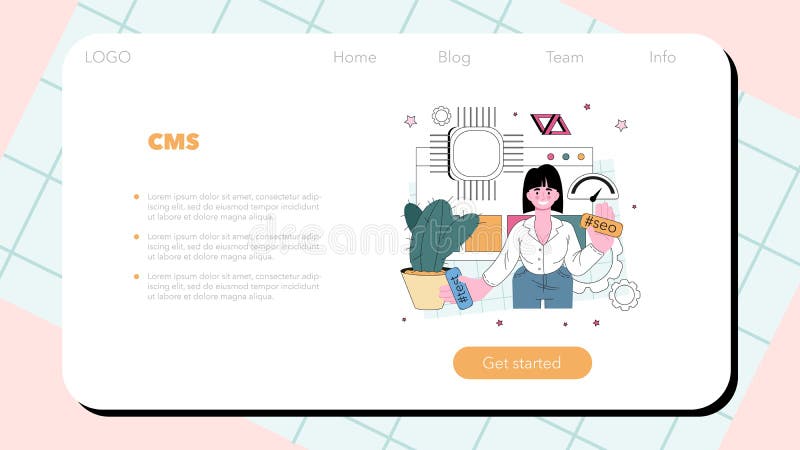 Website programming web banner or landing page. Content management royalty free illustration