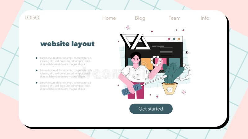 Website programming web banner or landing page. Content management vector illustration