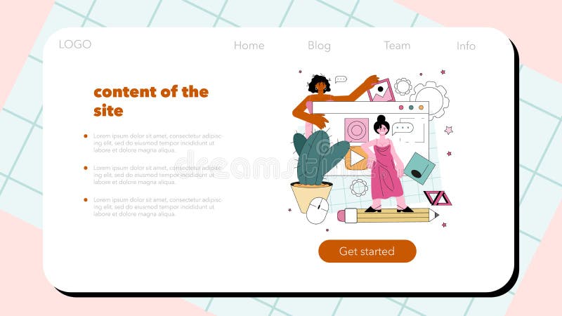 Website programming web banner or landing page. Content management vector illustration