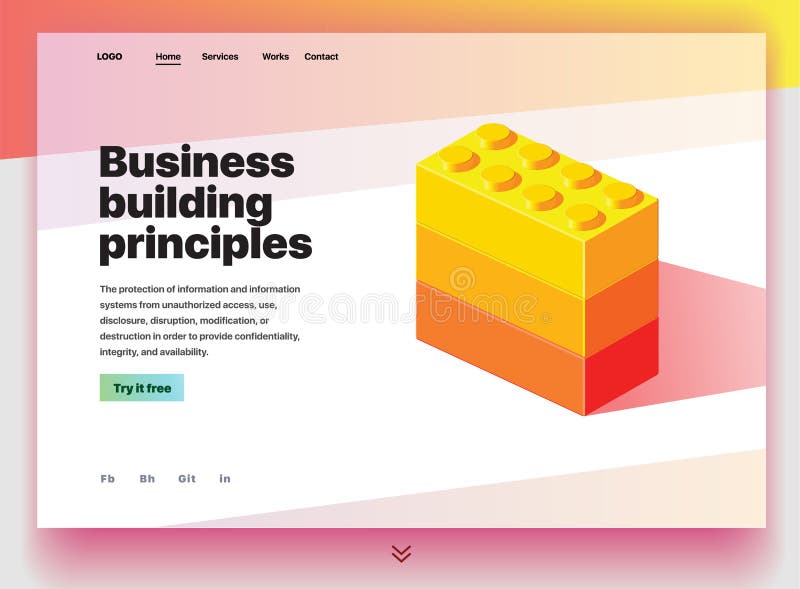 Website providing the service of business building principles vector illustration