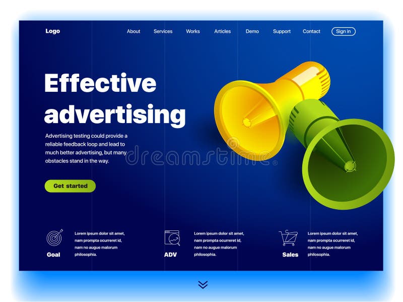 Website providing the service of effective advertising stock illustration