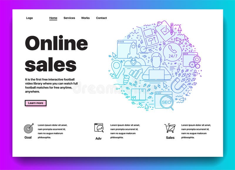 Website providing the service of online sales vector illustration