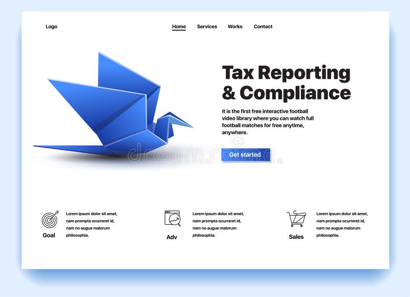 Website providing the service of tax reporting and compliance stock illustration