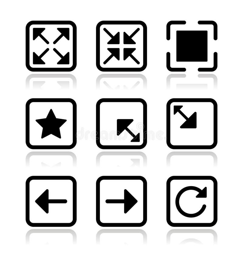 Website screen icons set - full screen, minimize vector illustration