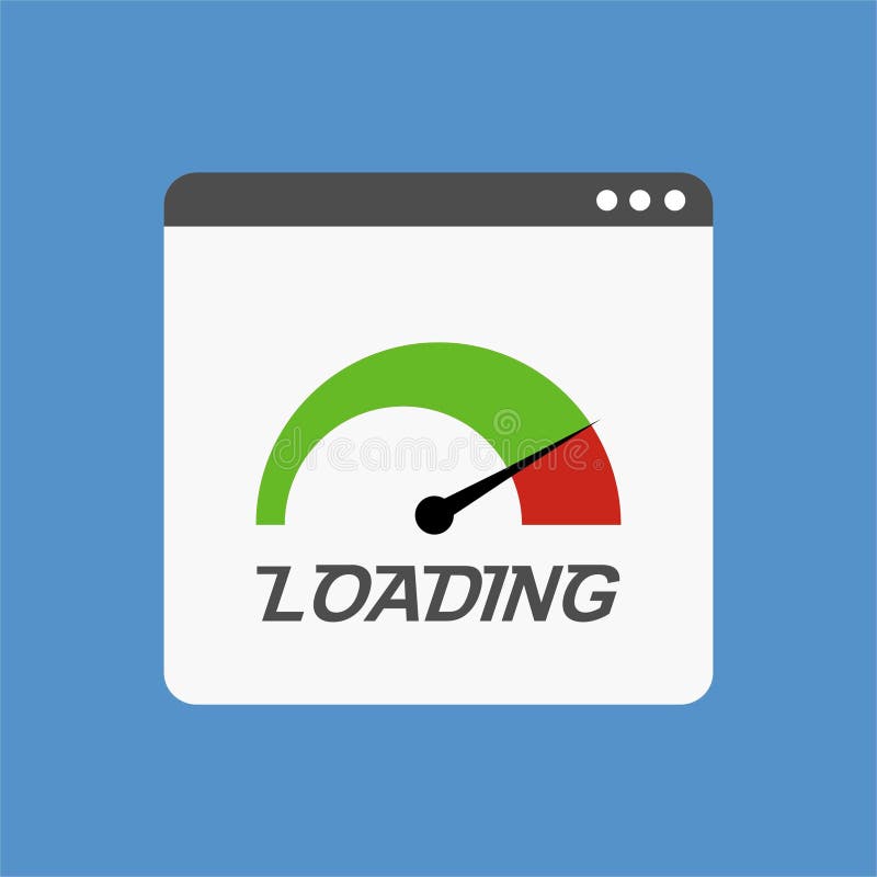 site Speed Loading Time.  Browser with Speedometer Test Showing