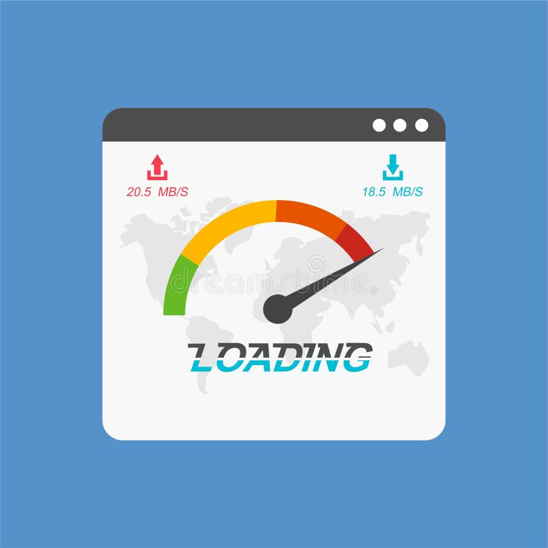 site Speed Loading Time.  Browser with Speedometer Test Showing