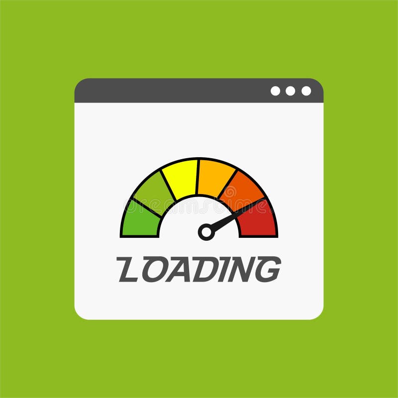 site Speed Loading Time.  Browser with Speedometer Test Showing