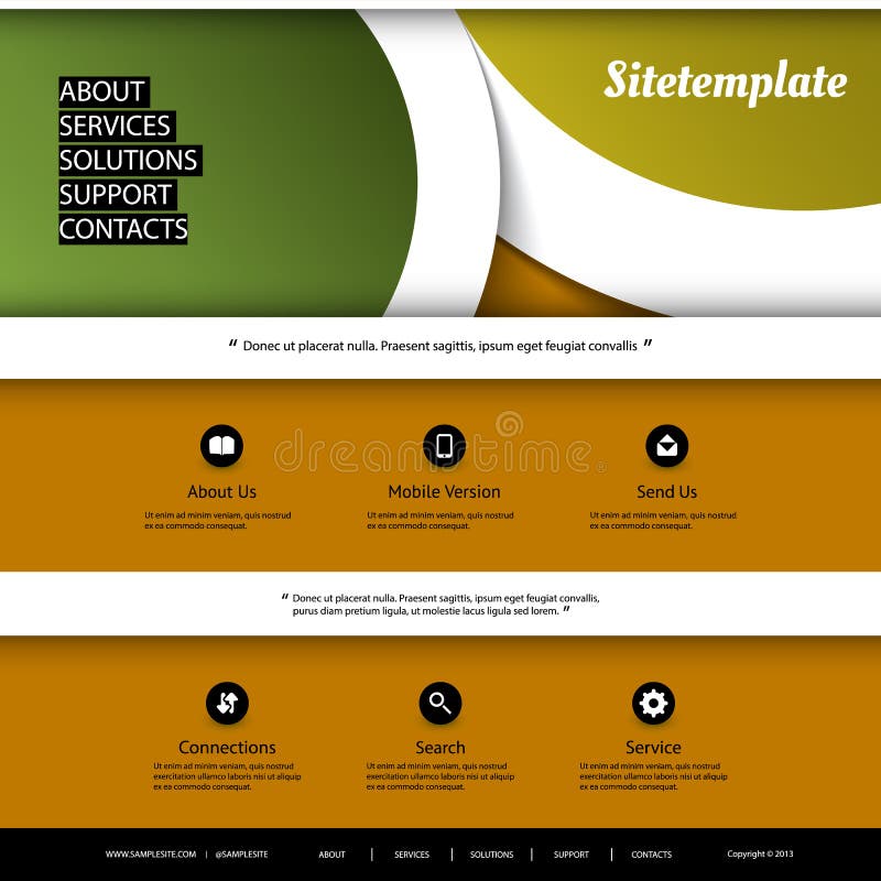 Website Template with Abstract Header Design - Curves Stock Vector