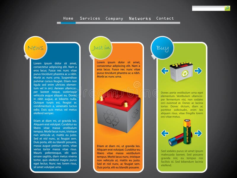 Website template for advertising stock illustration