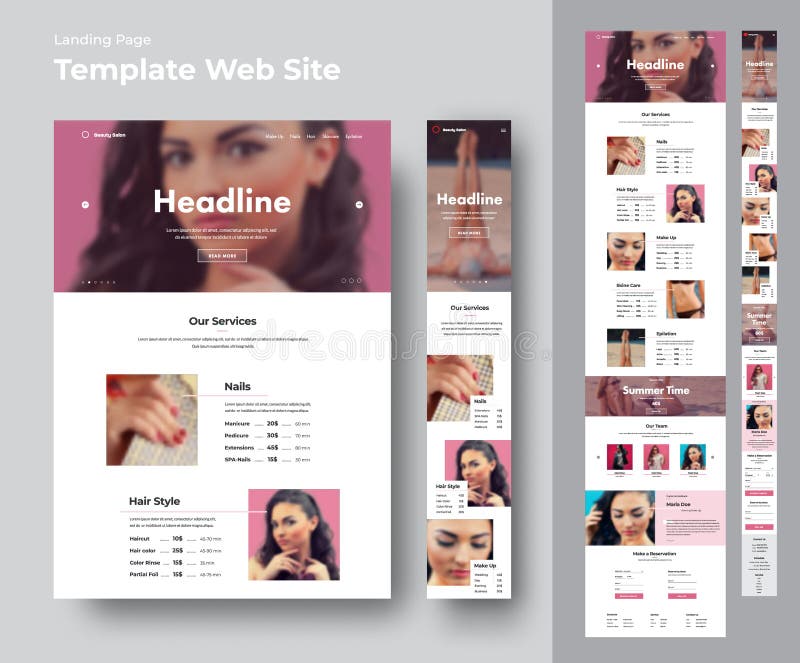 Website Template for a Beauty Salon with Place for Photo Stock Vector - Illustration of button, elegance: 168206010 Website Template for a Beauty Salon with Place for Photo Stock Vector - Illustration of button, elegance: 168206010