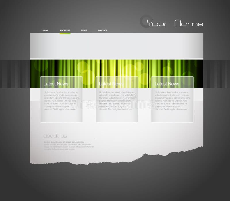 Website template with green curtain.