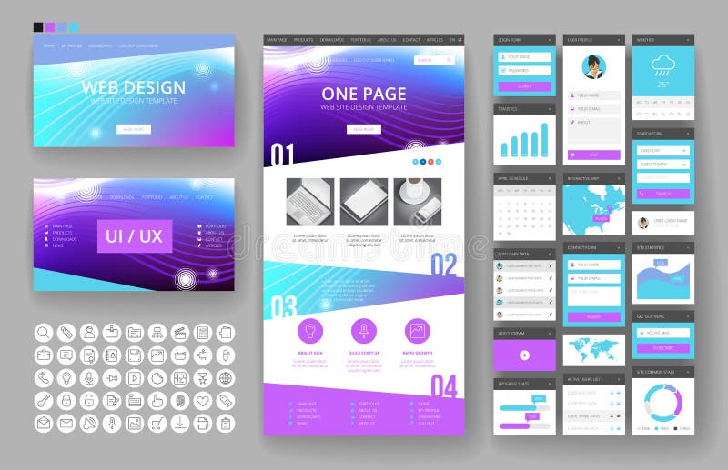 Website design template and interface elements royalty free illustration