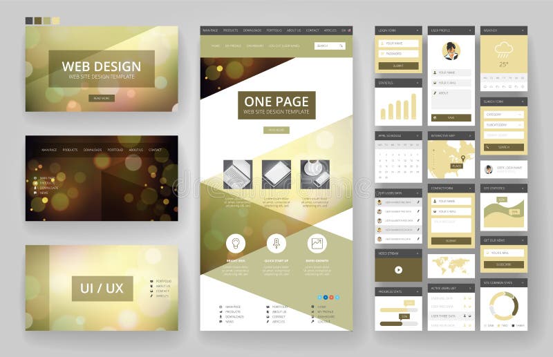 Website design template and interface elements vector illustration