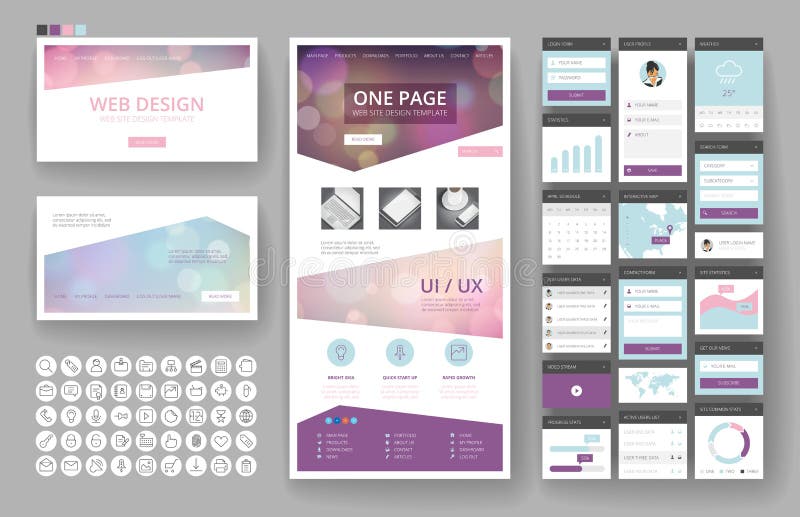Website design template and interface elements royalty free illustration