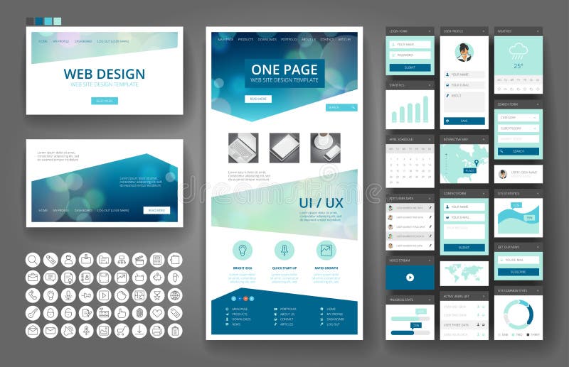 Website design template and interface elements royalty free illustration
