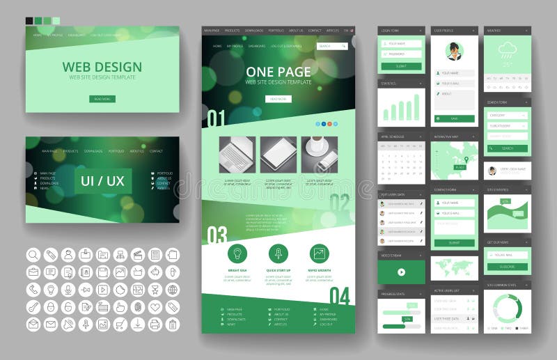 Website design template and interface elements vector illustration