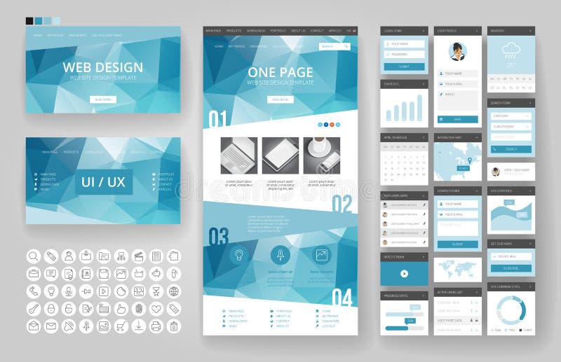 Website design template and interface elements royalty free illustration