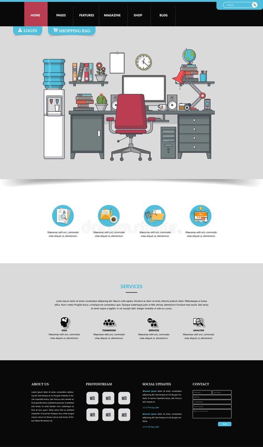 Website Template: One Page Flat Design Style vector illustration