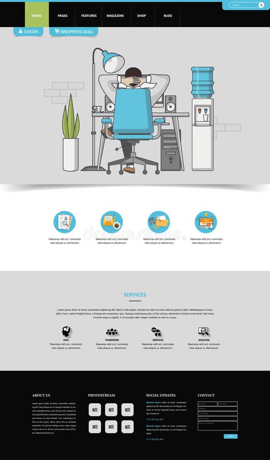 Website Template: One Page Flat Design Style vector illustration