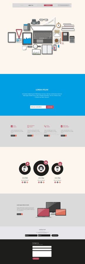 Website Template: One Page Flat Design Style vector illustration