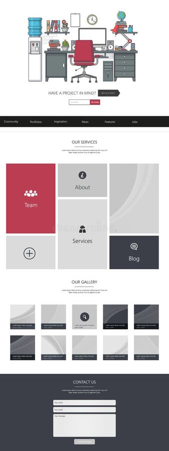 Website Template: One Page Flat Design Style vector illustration