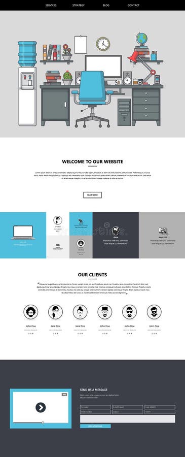 Website Template: One Page Flat Design Style vector illustration