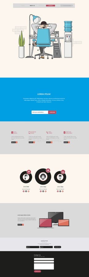 Website Template: One Page Flat Design Style vector illustration