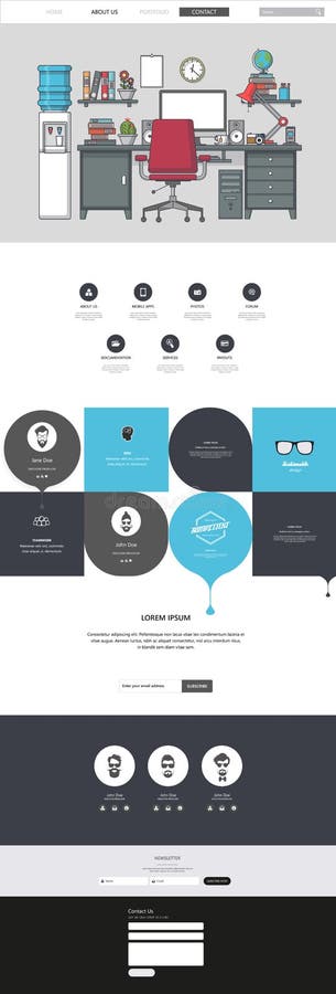 Website Template: One Page Flat Design Style vector illustration
