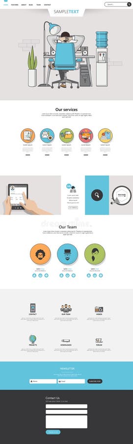 Website Template: One Page Flat Design Style vector illustration
