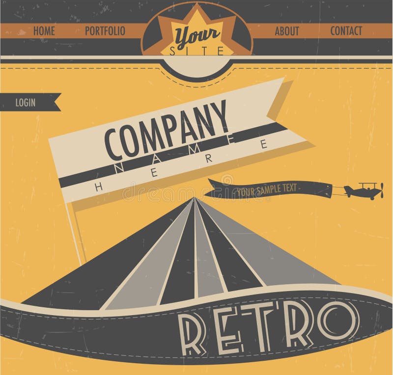 Website Template in Retro Style. Stock Vector - Illustration of ...