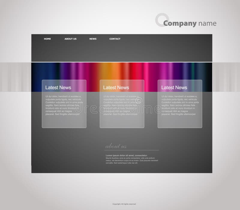 Website template with stripes.