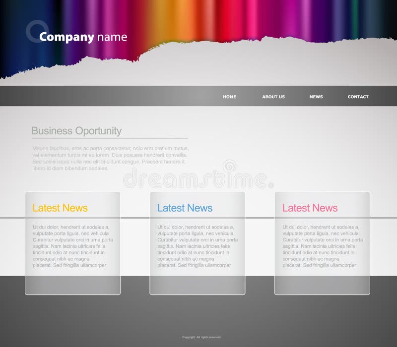 Website template with stripes.