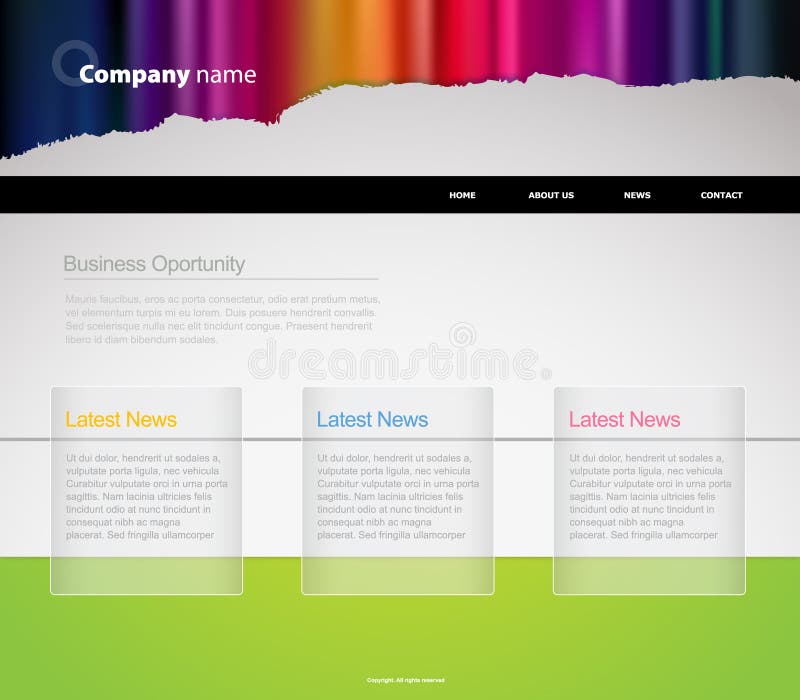 Website template with stripes.