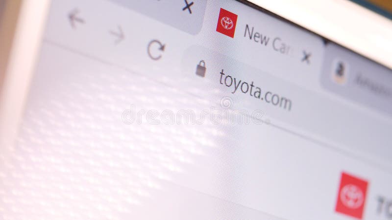 Toyota Domain Name in Browser and Logo on the Computer Screen ...