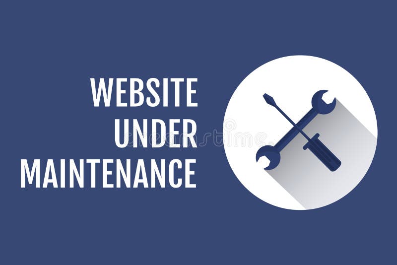 Website Under Maintenance Text with Tools Graphics Against Blue
