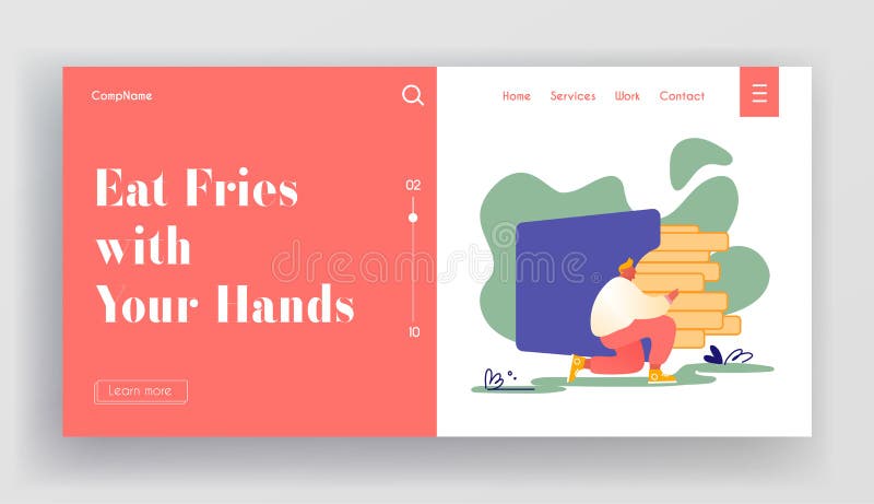 Website van Man Character with Fastfood Mensen Eating Street Fast Food, French Fries Online Meal Order Website Landing vector illustratie Website van Man Character with Fastfood Mensen Eating Street Fast Food, French Fries Online Meal Order Website Landing vector illustratie