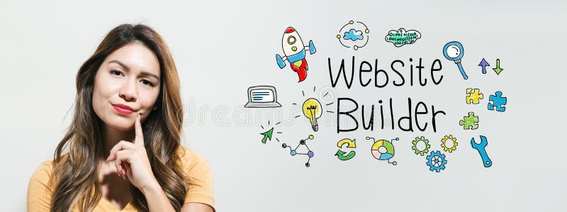 Websitebouwer met jonge vrouw stock fotografie Websitebouwer met jonge vrouw stock fotografie