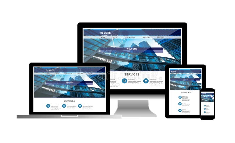 Websiteconcept op computerlaptop tablettelefoon stock afbeelding Websiteconcept op computerlaptop tablettelefoon stock afbeelding