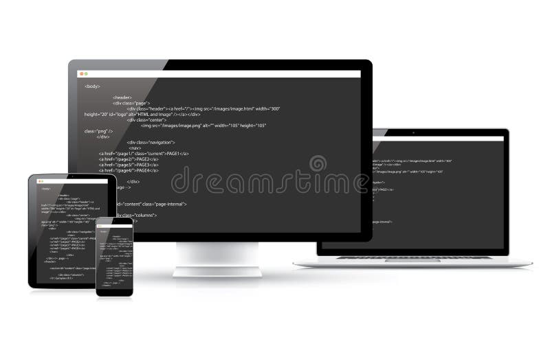Website coding development vector concept in electronic devices EPS10. Website coding development vector concept in electronic devices EPS10.